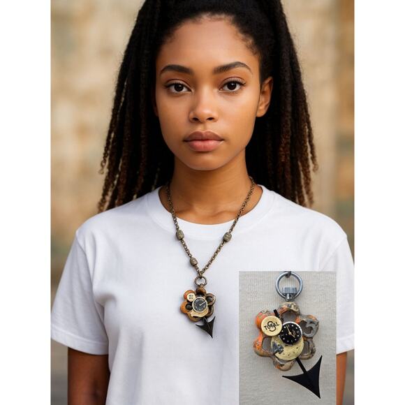 Divine Debris Pyrite Industrial Vintage Fund Objects Necklace - Picture 1 of 9